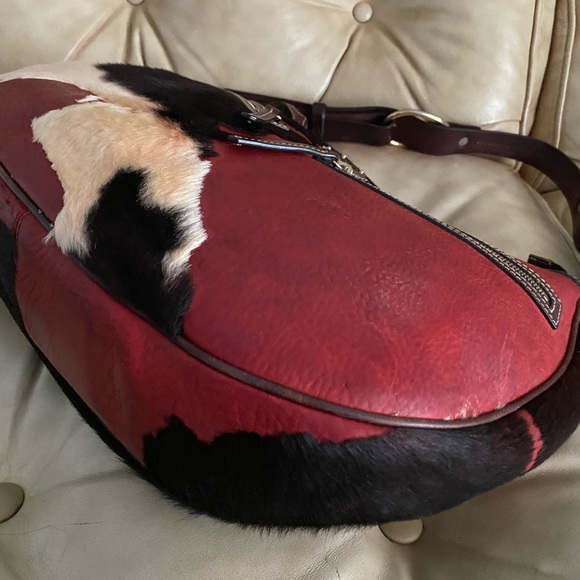 RARE Dooney & Bourke Calf Hair Fur-on STAINS INSIDE Large Leather Bag - Picture 7 of 16